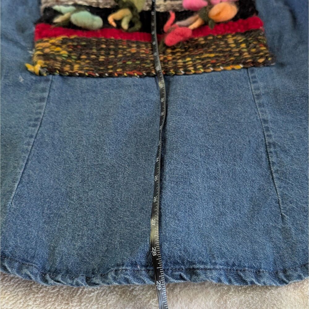 Vintage Needle Felted Upcycled Denim Shirt Women's XL Blue Halloween - Picture 7 of 7